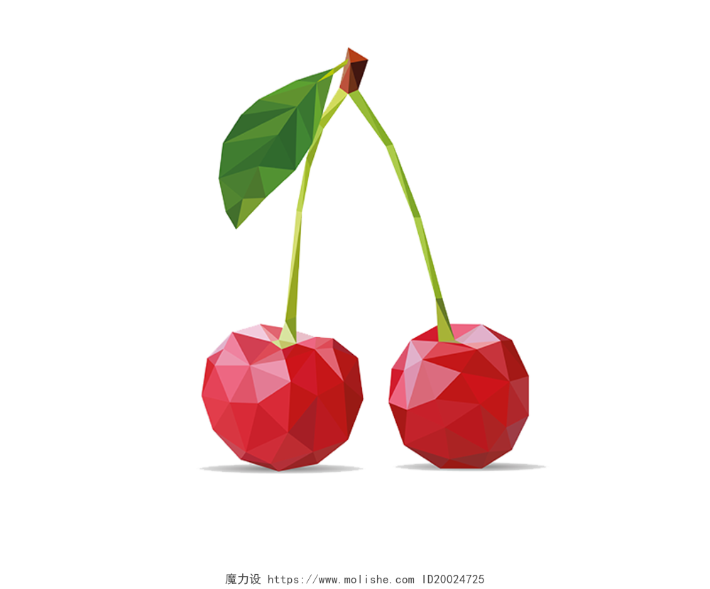 创意几何樱桃水果插画